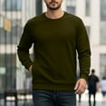 thumbnail image 2 of VBTAPA Chandail Molletonné à Col Rond pour Hommes avec Poche, Décontracté et Stylé, Manches Longues, Haut à Enfiler, Uni, Basique, Vert Armée, TTG, 2 of 8