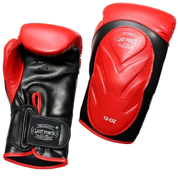Last Punch 13773 Pro Style Training Sparring Boxing Gloves - Red & Black - 12 oz