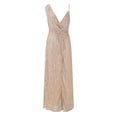 thumbnail image 2 of B91xZ Tenues de Festival pour Femmes Robe Maxi Formelle de Cocktail Col en V Profond, Or TTG, 2 of 4