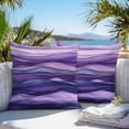 thumbnail image 4 of Abstract Ombre Purple Wave Outdoor Pillow Covers Pack of 2 Purple Stripes Waterproof Throw Pillow Covers Decorative Cushion Cases for Patio Garden Tent Balcony Couch 20x20 inch, 4 of 8