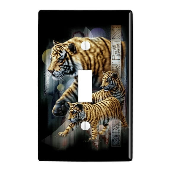 Orange Bengal Tigers Plastic Wall Decor Toggle Light Switch Plate Cover