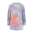 thumbnail image 3 of Womens Long Sweatshirts Sherpa Fleece Tunic Tops with 2 Pockets Tie Dye Multicolor Casual Trendy Fuzzy Sweaters (L, Pink), 3 of 5