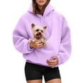 thumbnail image 2 of FUZHIQ Women's Fuzzy Pet Pouch Hoodie Cat Dog Carrier Sweatshirt Round Zipper Opening Kangaroo Pocket Plush Hooded Pullover for Small Pets, 2 of 6