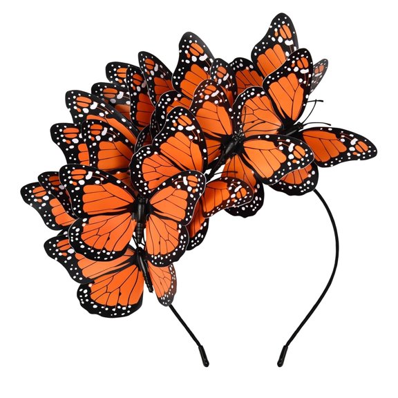 Butterfly Headband Monarch Butterfly Headpiece for Women/Girls Fascinator orange(6.3-7.48in)
