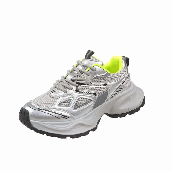 CatFox Women Dad Shoes Thick Sole Lace-Up Height Increase Shoes Walking Shoes Retro Sneakers
