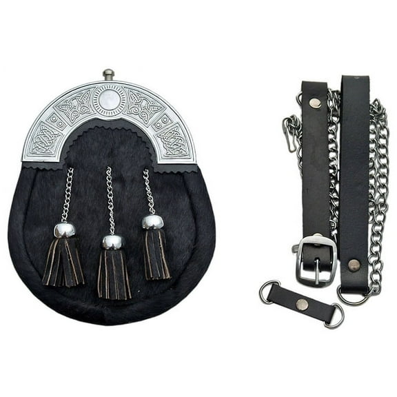 Plated Emblem Black Cowhide Sporran 203289