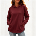 thumbnail image 2 of Nestiefly Hoodies for Women Oversized Thumb Hole Sweatshirts Pullover Top with Kangaroo Pocket Wine M, 2 of 3