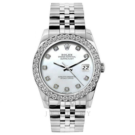 Rolex by Rolex Women's 26mm Stainless Mother of Pearl Dial Wristwatch, Diamond Bezel, (DateJust)