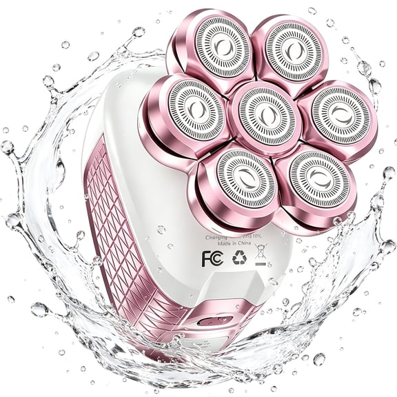 Womens Electric Razor, 5-in-1 7D Rechargeable Electric Shaver for Women, IPX6 Waterproof Wet/Dry Bikini Trimmer Body Shaver, Cordless Lady Trimmer for Face Arms Legs Armpit, Pink