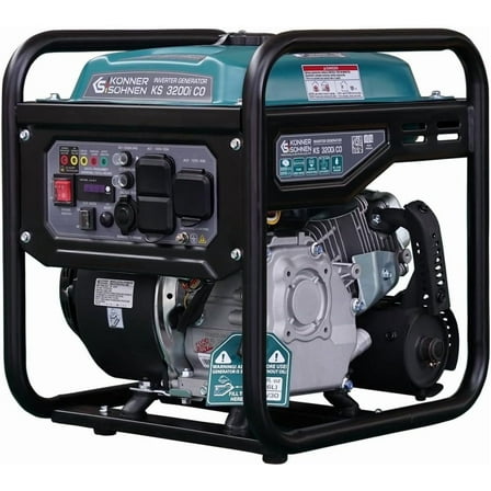 Konner & Sohnen Gasoline Inverter Generator 3200 Watts with CO Sensor and Fuel-Efficient Technology Open Frame Recoil Start for Home Backup Camping