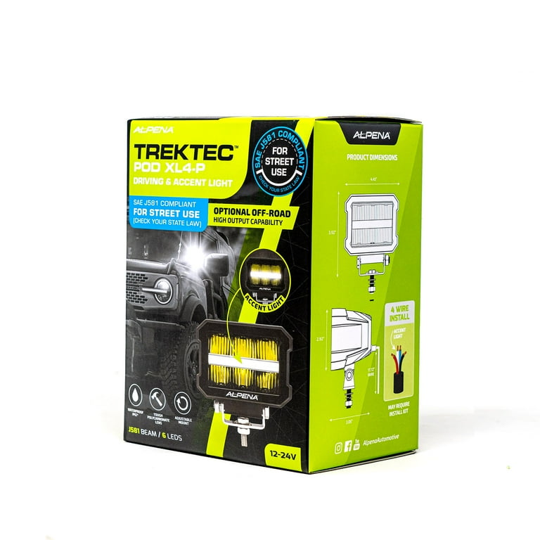 Alpena TrekTec XL4-P Driving & Accent LED Light, 12V, Model 71071