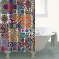 thumbnail image 5 of Extra Long Boho Shower Curtain 72x84 Inches - Vintage Floral & Tropical Leaves Pattern, Waterproof Bohemian Bathroom Decor with 12 Hooks, Tribal Rustic Style, 5 of 5