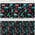 thumbnail image 2 of Soimoi Black Cotton Poplin Fabric Aster Flower & Dinosaur Kids Decor Fabric Printed Yard 42 Inch Wide, 2 of 7
