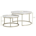thumbnail image 4 of Round Nesting Coffee Table Set with 31.5 in White Faux Marble Top and Golden Legs Modern Style for living room, 4 of 8