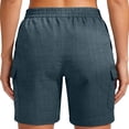 thumbnail image 6 of Womens Shorts with Button Closure, Elastic Waist Multi-Pockets Shorts, Casual Solid Color Cargo Shorts, Summer Outdoor Hiking Jogging Athletic Work | VerBelle,Navy L, 6 of 9