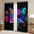 thumbnail image 2 of Homewish Glowing Game Controller Blackout Curtains,Monogram L Curtains Pack of 2 (42x84 Each),Orange Green, 2 of 6