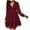 Wine, variant on Ichuanyi Woman Dress Women Sexy Fashion Long Sleeve V Neck Ruffle Dress
