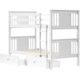 thumbnail image 3 of LAZZO Twin Over Twin Bunk Bed with 2 Storage Drawers, Convertible Wood Bunk Bed Frame with Ladder and Full-Length Guardrails, White, 3 of 9