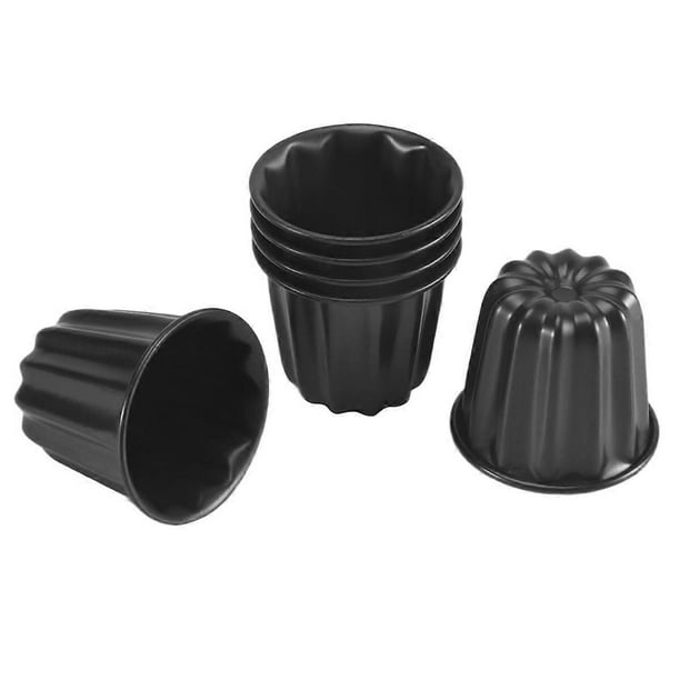 Canele Mold, Cannele Muffin Cup, 6Pcs Non-Stick Cannele Mould Gray-Black Canneles