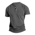 thumbnail image 3 of Men's Casual Button Down Lapel Solid Color Shirt Short Sleeve Sleeve Top Shirt T Neck Tops for Men Tall Mens Shirt T Shirt Pack for Men Set Shirt for Men Pack of Mens Shirts T Shirt Organizer Cancer, 3 of 3