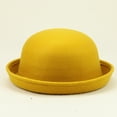 thumbnail image 2 of Baqcunre Clearance! Bucket Hats for Women,Elegant Adults Solid Hat Roll Up Brim Panama Bowler Hat Bucket Hat Mens Womens Classic Wool Round Bowler Hats Cap Yellow, 2 of 3