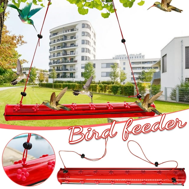 Offre Exclusive, Mangeoire pour Colibris avec Trou, Tuyau Rouge Facile à Utiliser, PENDANE, Rouge