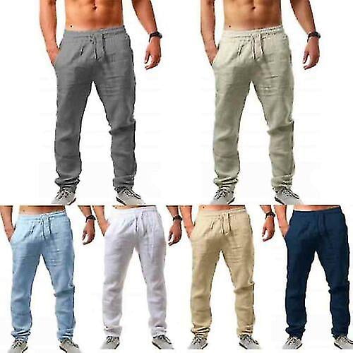 Pantalon Hippie Décontracté en Lin de Coton pour Hommes