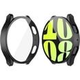 thumbnail image 1 of KOMI 2 Pack Hard Case Compatible with Samsung Galaxy Watch 6 44mm with Screen Protector, HD Tempered Glass Screen Protector Cover Overall Protective Cover, Black, 1 of 5