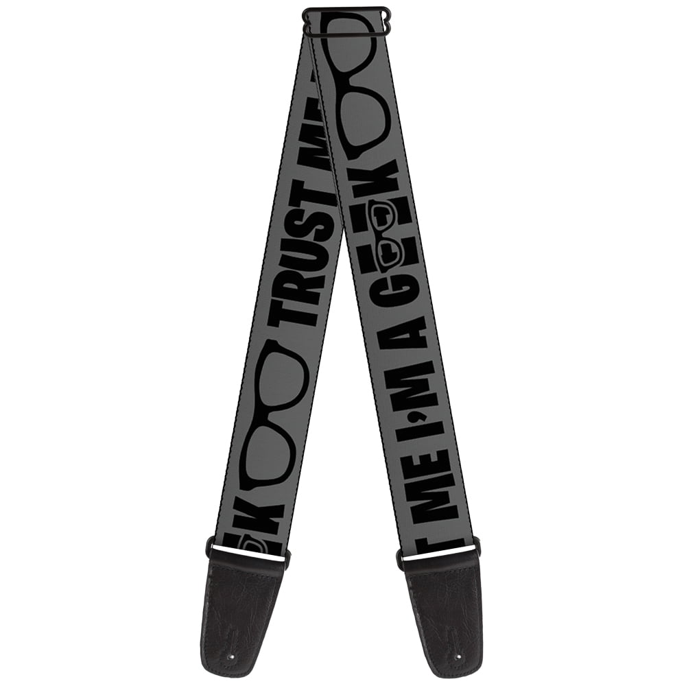 Buckle-Down Guitar Strap, Im A Geek Glasses Gray Black, 2 Inches Wide