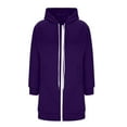 thumbnail image 6 of Cardigan Sweaters For Women Long Zip Up Double Zipper Fleece Jacket Sweatshirts Fall Winter Fashion Clothes Polyester Coats 1Pc Purple M Sweaters For Women, 6 of 8