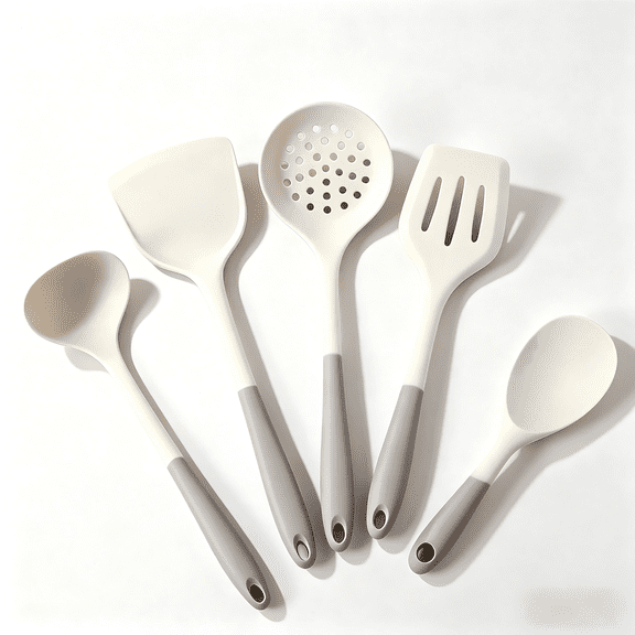 5 Pieces Silicone Spatula Set, Food Grade Rubber Spatula, Upgrade Strong Handle with Ergonomic Grip, Heat Resistant Up to 230°F for Nonstick Cookware, Cooking