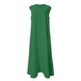 thumbnail image 4 of Adeawade Dresses For Women 2026 Elegant Classy V Neck Sleeveless Solid Color Flowy Dresses Ladies' Summer Side Slit Jumpsuit Long Skirt Soft Wear Green Xl, 4 of 5