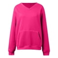thumbnail image 4 of ABSUYY Womens Oversized V Neck Sweatshirt Long Sleeve Loose Fit Pullover Top with Pocket,Size L, 4 of 5