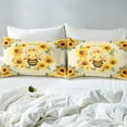thumbnail image 4 of Erosebridal Kawaii Honey Bee King Sheets Room Decor Chic Sunflower Bed Set, Cute Animal Wildlife Bed Sheets Set Botanical Floral Leaf Sheet Set Beige Yellow Bedding Set, 4 of 5