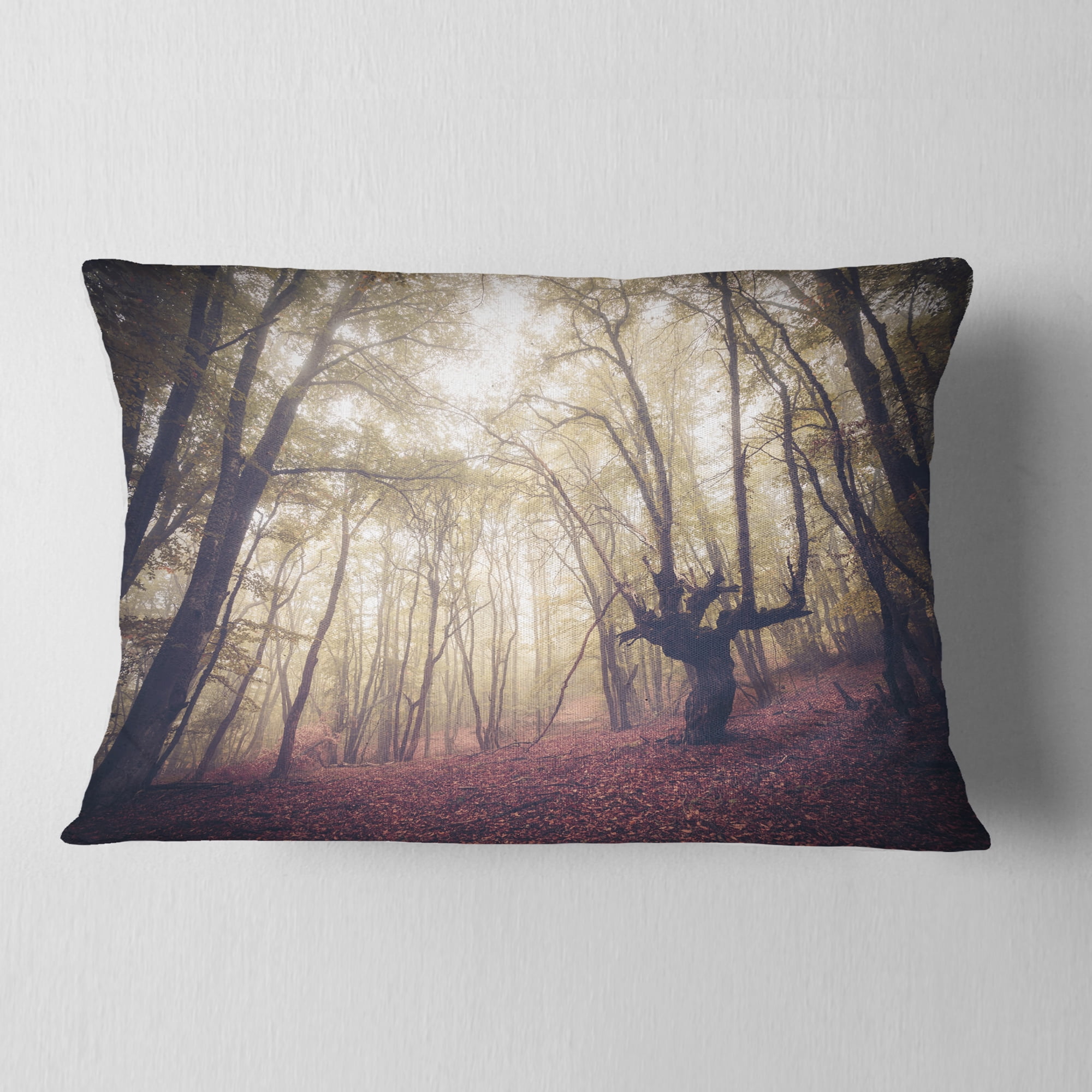 Designart High rise Trees in Forest - Landscape Photography Throw Pillow - 12x20