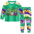 thumbnail image 1 of Pandaie Ensemble de Pyjamas pour Enfants Imprimé Nain Garçons Filles Raves Carnaval Tenue de Nuit Fête de Vacances Chandail en Molleton et Pantalon de Jogging 2-9 Ans Vert Menthe, 1 of 6