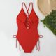 thumbnail image 5 of MKLEKYY Trajes De Baños Women Sexy Lace Up 1 Piece Swimsuit Deep V Neck Bathing Suits, 5 of 6