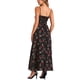 thumbnail image 3 of Vestido Maxi Elegante con Estampado Floral para Mujer, Nudo Frontal, Escote Corazón, Abertura, Talla XS, Negro, 3 of 6