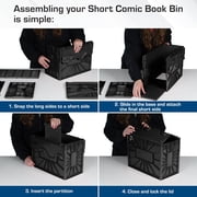 BCW Short Comic Book Bin Black 1 Pack Holds 150 Comics Each Acid Free Heavy Duty Plastic Comic Book Storage Box with Partition