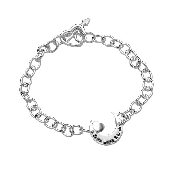 iJewelry2 Sterling Silver Crescent and Heart Charms with Heart and Arrow Toggle Bracelet