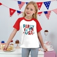 thumbnail image 4 of XADYUY Girls PARTY IN THE USA Shirts Usa Flag Print Patriotic Tee Tops 4th Of July Shirts Crewneck Raglan Sleeve T-Shirt Fashion Independent Day Tee Shirts 3-4 Years,Light Blue, 4 of 5