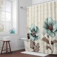 thumbnail image 5 of Green Flowers Brown Leaves Fabric Shower Curtain Vintage Floral Washable Shower Curtains for Bathroom, Waterproof Bath Curtain with Hooks Home Decor 72x84in, 5 of 8