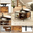 thumbnail image 3 of Hassch Farmhouse Lift-Top Coffee Table with Hidden Storage and Open Shelves, 31.5" Square Wood Coffee Table with Metal Frame for Living Room, Dark Walnut & Black, 3 of 8