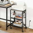 thumbnail image 2 of HOOBRO 3-Tier Printer Electronic Stand with 2 USB Power Outlets & Hooks for Office, Gray, 2 of 9