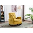 thumbnail image 1 of Accent Rocking Chair, Modern Tufted Upholstered High Back Armchair with Solid Wood Baseand Side Pocket, Comfortable Rocker Glider Chair for Nursery, Living Room, Bedroom, Yellow, 1 of 7