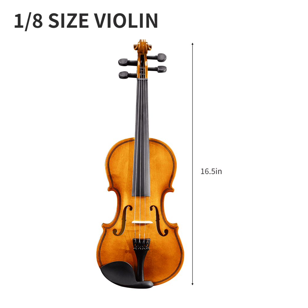 Tcbosik 1/8 Acoustic Violin Starter Kit with Case, Bow, Rosin, Fiddle Beginner Set with Sourdine, Extra Strings and Shoulder Rest, Natural