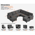 thumbnail image 3 of CHIC HOUSE 106" L Shaped Sectional Sofa with Storage Ottoman Chaise, Corduroy Sofa Convertible Sectional Couches for Living Room, 9 Seater Corner Modular Sofa with Deep Seat Throw Pillows, Gray, 3 of 10