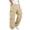 Khaki, variant on Rrxhxhs Cargo Pants for Men Fall Winter Solid Color Corduroy Drawstring Elastic Waist Loose Casual Joggers with Flap Pockets,L