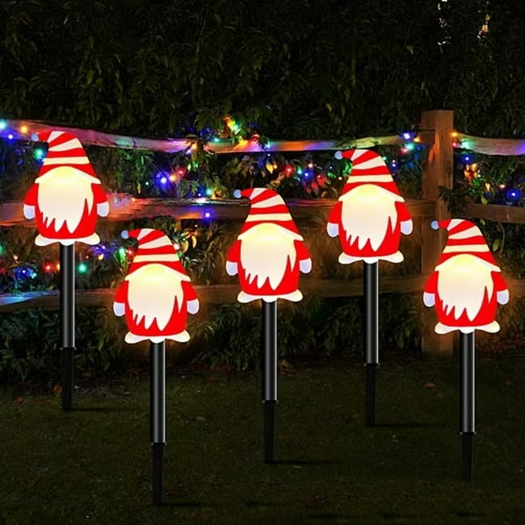 Eliaeconx Solar Christmas Ground Lights, LED Landscape Pathway Stakes, Outdoor Patio Lawn Decorations for Holiday Yard, Garden Festive Lighting, B