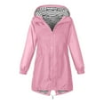 thumbnail image 4 of AINIYS Kids Rain Jacket With Hood Waterproof Windbreaker Fall Lightweight Zip Up Striped Lined Raincoat with Pockets Pink 7 Years, 4 of 6